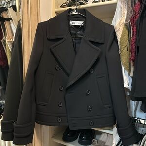 Zara short pea coat in black